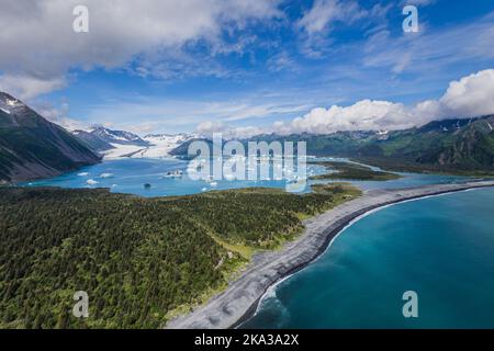 Luftaufnahme Resurrection Bay Bear Glacier Lake - Alaska Stockfoto