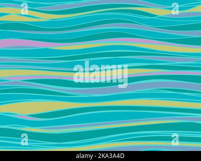 Meer Ozean Welle blaugrün Hintergrund. Handbemalte Wellen Illustration Stock Vektor