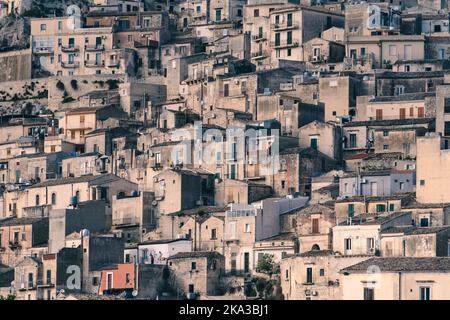 Eine Luftaufnahme der Stadt Modica in Sizilien, Italien Stockfoto