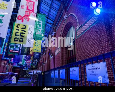 Ausstellung „Les Mots voyageurs“, La Condition Publique, Kulturort, Roubaix, Nord, Hauts-de-France, Frankreich Stockfoto