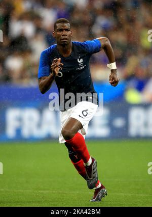 Aktenfoto vom 28-05-2018 von Paul Pogba aus Frankreich, der nach einem weiteren Rückschlag bei Verletzungen die WM verpassen wird, sagte sein Agent. Ausgabedatum: Montag, 31. Oktober 2022. Stockfoto