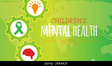 Hintergrund der Woche der psychischen Gesundheit von Kindern mit Symbolen Stock Vektor