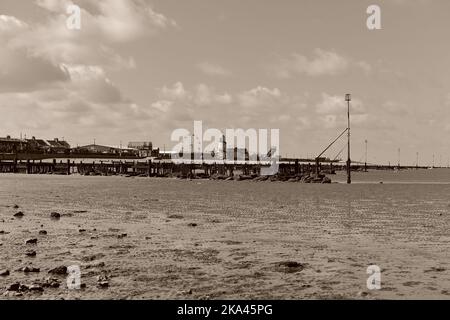 Hunstanton Beach in Mono Stockfoto