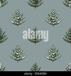 Aquarell nahtlose Muster von Weihnachtsbäumen. Neujahrsbericht Stockfoto