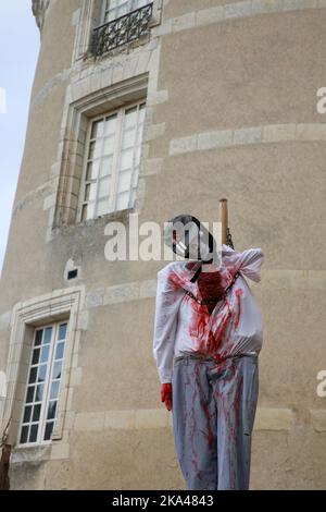 Chateau Azay Le Ferron, Centre, Frankreich. Stockfoto