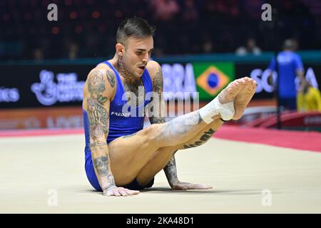 M&S Bank Arena, Liverpool, Italien, 31. Oktober 2022, Nicola Bartolini (ITA) Etage während der Turn-Weltmeisterschaften - Qualifikation der Männer - Gymnastik Stockfoto