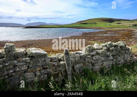 Der Strand von Orhir auf dem Festland von Orkney. Stockfoto