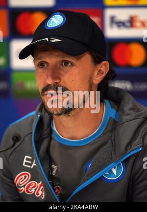 Napoli's Mario Rui während einer Pressekonferenz in Anfield, Liverpool. Bilddatum: Montag, 31. Oktober 2022. Stockfoto