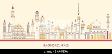 Cartoon Skyline Panorama der Stadt Bagdad, Irak - Vektor-Illustration Stock Vektor