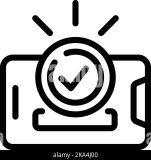 Genehmigter Symbolumrissvektor für die Wahl. Stimmen Sie online ab. Umfrage öffentlich Stock Vektor