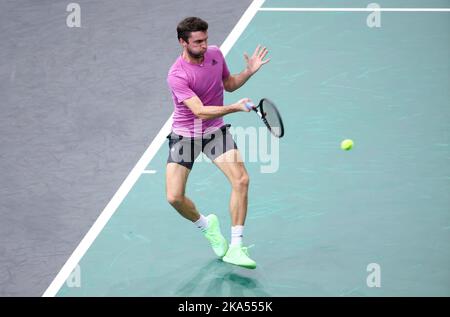 Paris, Frankreich - 31. Oktober 2022, Gilles Simon von Frankreich während des 1. Tages des Rolex Paris Masters 2022, ATP Masters 1000 Tennisturniers am 29. Oktober 2022 in der Accor Arena in Paris, Frankreich - Foto Jean Catuffe / DPPI Stockfoto