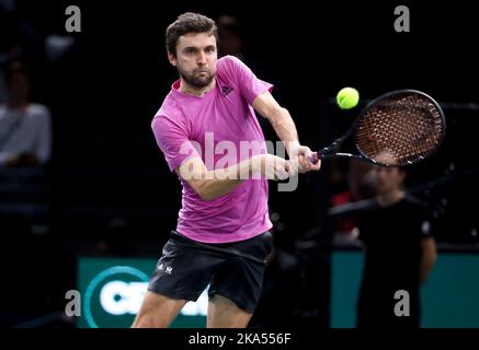 Paris, Frankreich - 31. Oktober 2022, Gilles Simon von Frankreich während des 1. Tages des Rolex Paris Masters 2022, ATP Masters 1000 Tennisturniers am 29. Oktober 2022 in der Accor Arena in Paris, Frankreich - Foto Jean Catuffe / DPPI Stockfoto