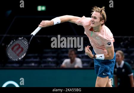 Paris, Frankreich - 31. Oktober 2022, Sebastian Korda aus den USA während des 1. Tages des Rolex Paris Masters 2022, ATP Masters 1000 Tennisturniers am 31. Oktober 2022 in der Accor Arena in Paris, Frankreich - Foto Jean Catuffe / DPPI Stockfoto