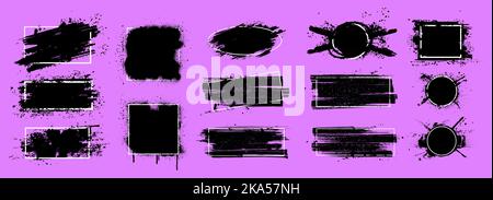 Kompositionen Grunge Pinsel mit Spritzern und Rahmen Stock Vektor