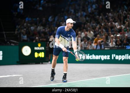 Paris, Frankreich. Andy Murray von GBR am 31. Oktober 2022 während des Rolex Paris Masters, ATP Masters 1000 Tennisturniers, am 31. Oktober 2022 in der Accor Arena in Paris, Frankreich. Foto von Victor Joly/ABACAPRESS.COM Stockfoto