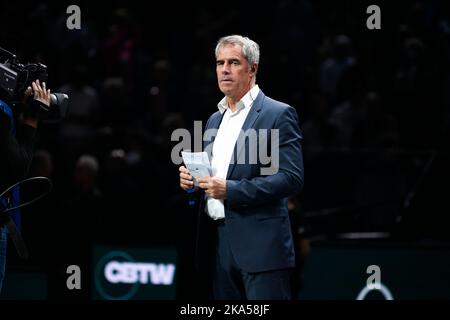 Paris, Frankreich. Am 31. Oktober 2022 wurde Gilles Simon von Frankreich während des Rolex Paris Masters, ATP Masters 1000 Tennisturniers, am 31. Oktober 2022 in der Accor Arena in Paris, Frankreich, vertreten. Foto von Victor Joly/ABACAPRESS.COM Stockfoto