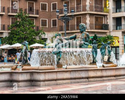 Turia-Brunnen, Virgin Square, Valencia, Spanien, Europa Stockfoto