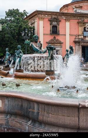 Turia-Brunnen, Virgin Square, Valencia, Spanien, Europa Stockfoto