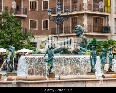 Turia-Brunnen, Virgin Square, Valencia, Spanien, Europa Stockfoto