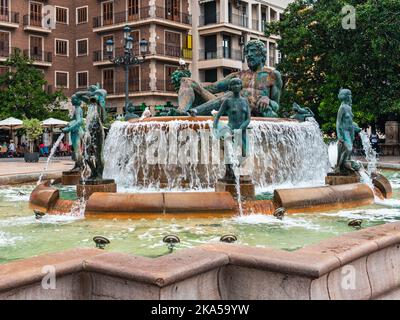 Turia-Brunnen, Virgin Square, Valencia, Spanien, Europa Stockfoto