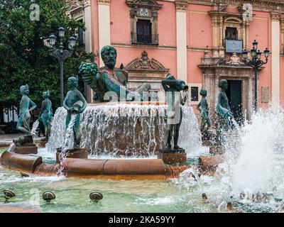 Turia-Brunnen, Virgin Square, Valencia, Spanien, Europa Stockfoto