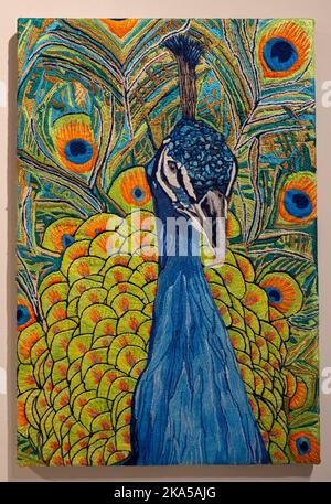 Ein Pfau illustrative Quilt Stockfoto