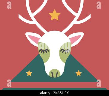 Weihnachtssymbol, Hirsch mit Geweih und Sternen Stock Vektor
