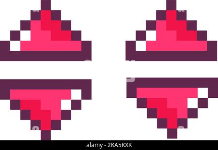 Pfeile nach oben und unten, verpixelte Kunst-Design für Spiel Stock Vektor