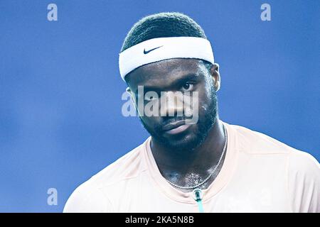 Paris, Frankreich. Frances Tiafoe aus den USA, 31. Oktober 2022, während des Rolex Paris Masters, ATP Masters 1000 Tennisturniers, am 31. Oktober 2022 in der Accor Arena in Paris, Frankreich. Foto von Victor Joly/ABACAPRESS.COM Stockfoto