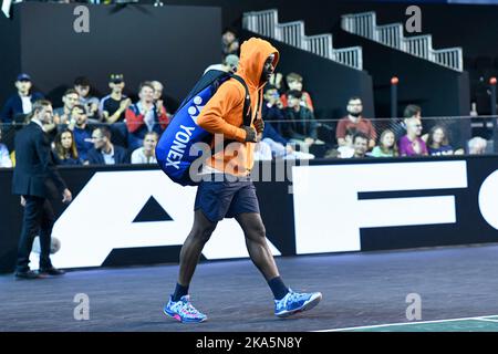 Paris, Frankreich. Frances Tiafoe aus den USA, 31. Oktober 2022, während des Rolex Paris Masters, ATP Masters 1000 Tennisturniers, am 31. Oktober 2022 in der Accor Arena in Paris, Frankreich. Foto von Victor Joly/ABACAPRESS.COM Stockfoto