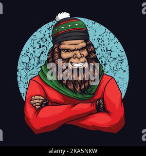 Bigfoot Mode Stil Saison weihnachten Vektor Illustration für Ihr Unternehmen oder Ihre Marke Stock Vektor