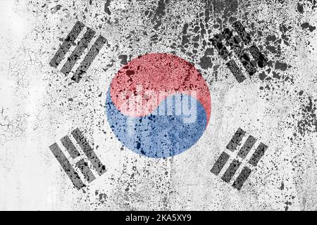 Die Flagge Südkoreas, auch bekannt als Taegukgi Seoul Crowd Crush Stockfoto