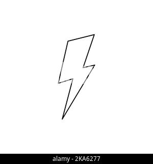 Blitzschlag auf weißem Hintergrund isoliert. Vektor-handgezeichnete Illustration im Doodle-Stil. Perfekt für Dekorationen, Logo, verschiedene Designs. Stock Vektor