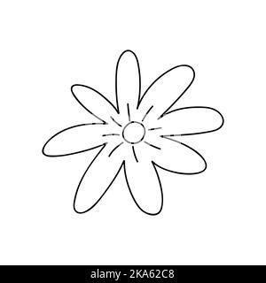 Niedliche Doodle Blume isoliert auf weißem Hintergrund. Handgezeichnete Vektorgrafik. Perfekt für Karten, Logo, Dekorationen, verschiedene Designs. Stock Vektor