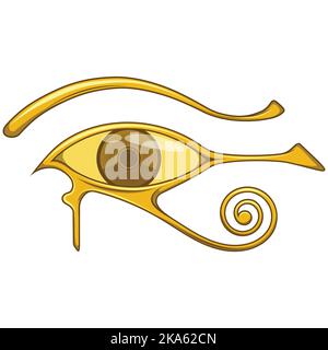 Auge des horus, Symbol und Schutzamulett aus dem alten ägypten, das Symbol stammt aus dem ägyptischen gott Horus, in Gold Farbe Stock Vektor