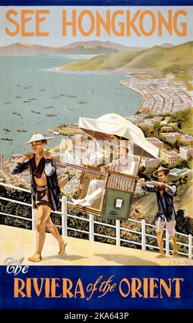 Siehe Hongkong. Die Riviera des Orients von S.D. Panaiotaky (Daten unbekannt). Poster veröffentlicht im Jahr 1935. Stockfoto