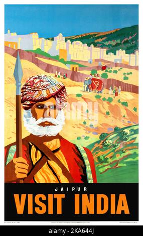 Jaipur. Besuchen Sie Indien. Künstler unbekannt. Poster veröffentlicht im Jahr 1951. Stockfoto