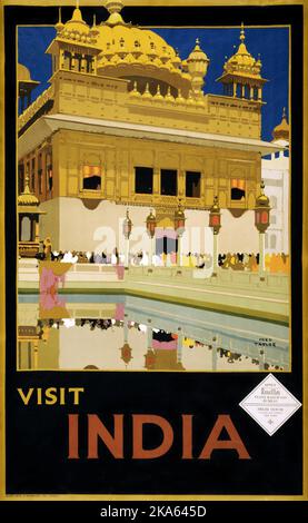 Visit India von Fred Taylor (1875–1963). Poster veröffentlicht im 1930s. Stockfoto