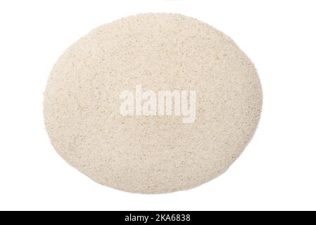 Weißer Sand isoliert auf weißem Hintergrund. Stockfoto