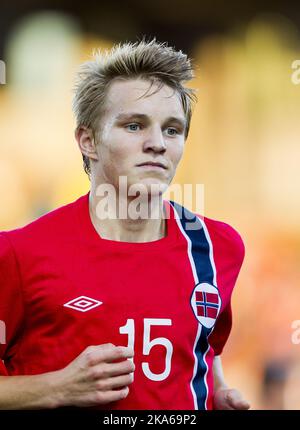 Drammen, Norwegen 20140904. Martin Oedegaard in Aktion während des EM-Qualifikationsspiels im Fußball für U21 Nationalmannschaften zwischen Norwegen und Portugal im Marienlyst-Stadion. Das Spiel endete am 1-2. Foto: Vegard Wivestad Groett / NTB scanpix Stockfoto