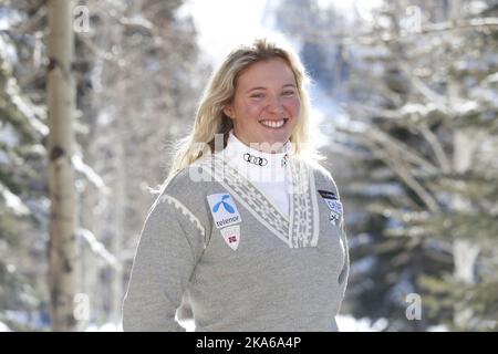 BEAVER CREEK, USA 20150201. Die 20-jährige Maria Tviberg aus Bergen in Norwegen debütiert beim Ski-Weltcup der Frauen in Beaver Creek. Foto: Cornelius Poppe / NTB scanpix Stockfoto