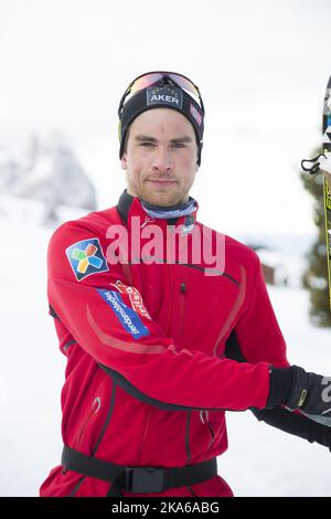 SEISER ALM, ITALIEN 20150209. Langlauffahrer Tomas Northug beim Training in der Seiser Alm, Montag. Foto: Berit Roald / NTB scanpix Stockfoto