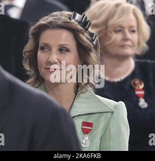 Oslo, Norwegen 20160117. An diesem Wochenende begehen ihre Majestäten König Harald und Königin Sonja den 25.. Jahrestag ihrer Thronbesteigung in Norwegen. Prinzessin Martha Louise in der Schlosskapelle. POOL Foto: Lise Aaserud/ NTB scanpix Stockfoto