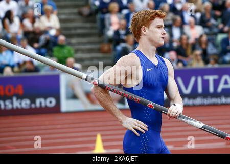 Oslo, Norwegen 20160609. Leichtathletik, die IAAF Diamond League, Bislett Games 2016: Canadian Shawn Barber während des Polsprung-Wettbewerbs, Donnerstagabend. Foto: Heiko Junge / NTB scanpix Stockfoto