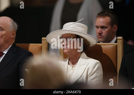 Trondheim, Norwegen 20160623. Königin Sonja nimmt am Donnerstag an einem Gottesdienst in Nidarosdomen (Kathedrale von Nidaros) im Zusammenhang mit der Feier der 25 Jahre Thronbesteigung des Königspaares Teil. Foto: Lise Aaserud / NTB scanpix Stockfoto