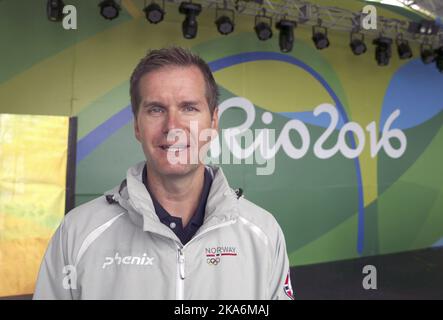 Rio de Janeiro, Brasilien 20160810. Olympische Sommerspiele in Rio 2016 Pressekonferenz. Der norwegische Sportschschießtrainer Espen Berg-Knutsen. Foto: Vidar Ruud / NTB scanpix Stockfoto