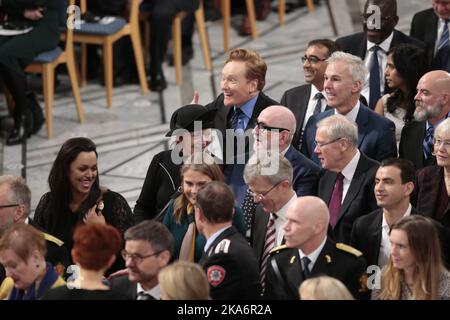 Oslo, Norwegen 20161210. Friedensnobelpreis 2016 an den kolumbianischen Präsidenten Juan Manuel Santos Colombias-Präsident Juan Manuel Santos erhält den Friedensnobelpreis am Samstagnachmittag im Rathaus von Oslo. Conan O’Brien. Foto: Lise Aaserud / NTB scanpix Stockfoto