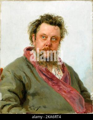 Modest Petrowitsch Mussorgsky (1839-1881), russischer Komponist, Ölporträt auf Leinwand von Ilya Repin, 1881 Stockfoto