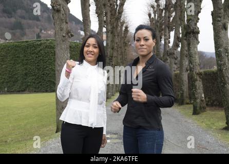 Bergen, Norwegen 20170228. Die weltbeste Boxerin Cecilia Braekhus wird am 9. Juni in Bergen gegen die Argentinierin Erica Farias kämpfen. Foto: Marit Hommedaille / NTB scanpix Stockfoto