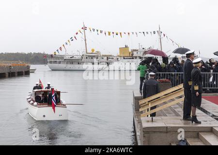 OSLO, Norwegen 20170510. Die königlichen Gäste auf dem Weg zum Mittagessen in der Royal Yacht HNoMY Norge. Foto: Gorm Kallestad / NTB scanpix Stockfoto